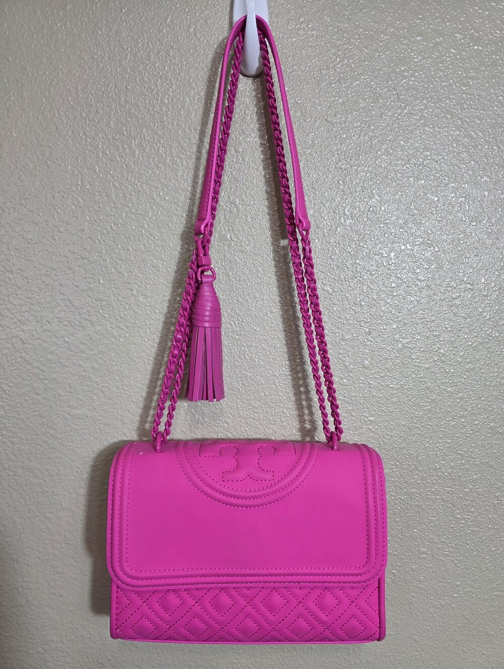 Tory Burch Fleming Matte Small Convertible Crossbody Shoulder Bag Crazy Pink
